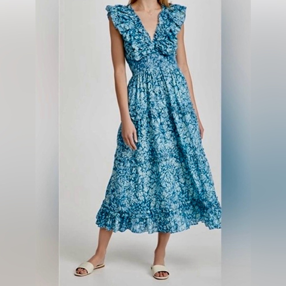 LOVE THE LABEL RUFFLED MIDI DRESS, Size XS